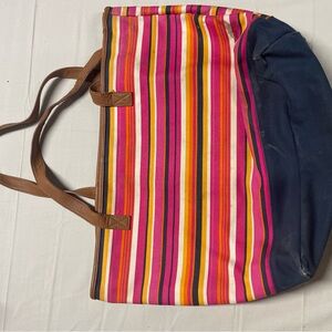 Thirty-One Pink and Navy Striped Tote Bag